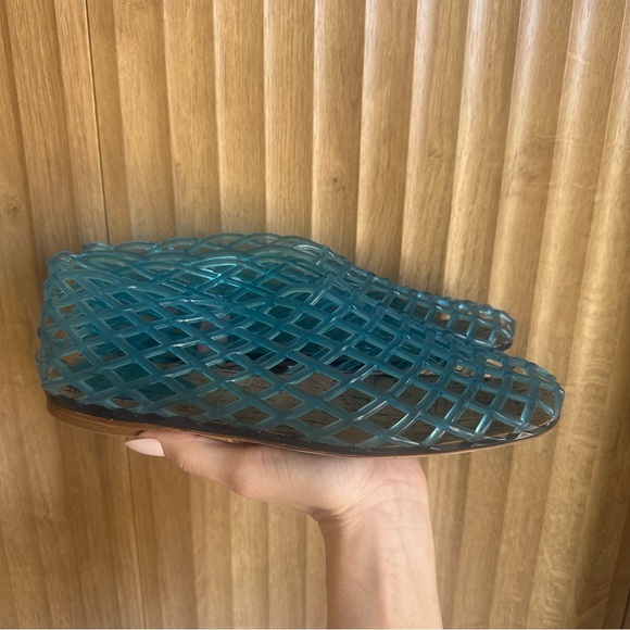 THE ROW Blue Mara Jelly Flat Slip On Sandal Shoes - Picture 5 of 9